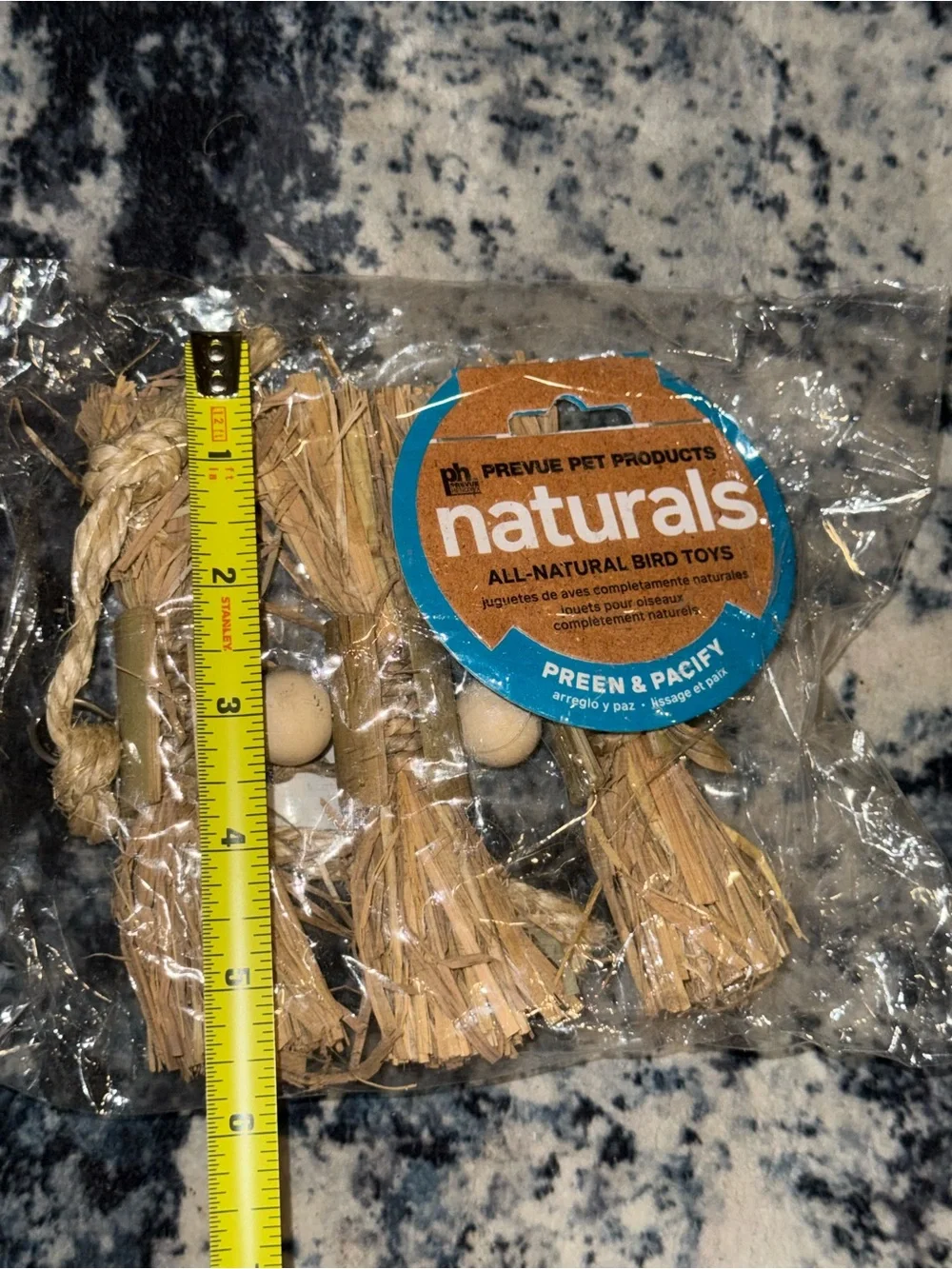 Prevue Pet Naturals Preen & Pacify All-Natural Bird Toy NWT